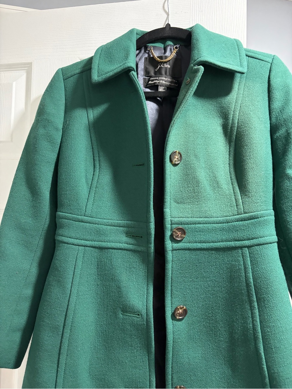 J. Crew Emerald Green Wool Pea Coat with Button Front